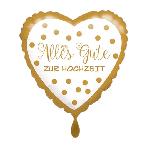 Party Austria Folienballon Hochzeitssballon Brautpaar Braut Bräutigam Mr Mrs Hochzeit Ballon (Herz gold Alles Gute) von Party Austria