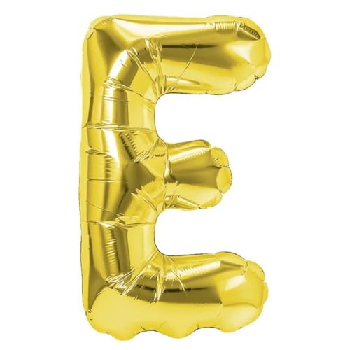 Party Austria Folienballon Schriftzug 35cm Höhe Buchstabenballon A-Z Einzelbuchstaben Luftballon Alphabet Letterballon Initialen Namenballons (Gold 35cm, E) von Party Austria