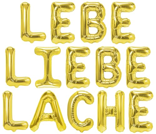 Party Austria Folienballon Schriftzug 35cm Höhe Buchstabenballon Hochzeit/Verlobung/Heiratsantrag Luftballon (Lebe Liebe Lache) von Party Austria