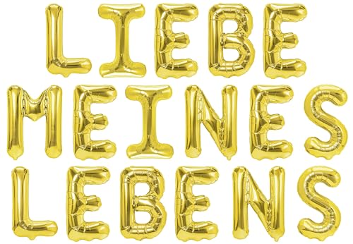 Party Austria Folienballon Schriftzug 35cm Höhe Buchstabenballon Hochzeit/Verlobung/Heiratsantrag Luftballon (Liebe meines Lebens) von Party Austria
