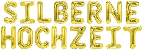 Party Austria Folienballon Schriftzug 35cm Höhe Buchstabenballon Hochzeit/Verlobung/Heiratsantrag Luftballon (Silberne Hochzeit) von Party Austria