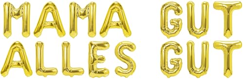 Party Austria Folienballon Schriftzug 35cm Höhe Buchstabenballon Mama/Papa/Oma/Opa Luftballon (Mama Gut alles Gut) von Party Austria