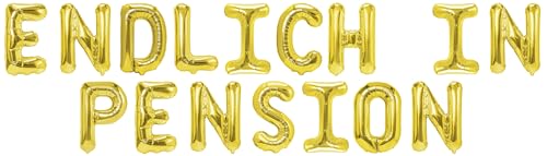 Party Austria Folienballon Schriftzug 35cm Höhe Buchstabenballon Taufe/Erstkommunion/Firmung/Konfirmation/Ruhestand/Pension Luftballon (Endlich in Pension) von Party Austria