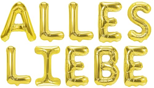 Party Austria Folienballon Schriftzug 35cm Höhe Buchstabenballon Welcome Home/Willkommen/Alles Gute/Danke/Gute Besserung Luftballon (Alles Liebe) von Party Austria