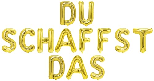 Party Austria Folienballon Schriftzug 35cm Höhe Buchstabenballon Welcome Home/Willkommen/Alles Gute/Danke/Gute Besserung Luftballon (Du schaffst das) von Party Austria