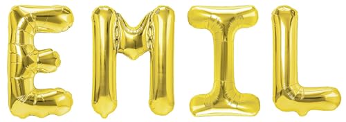 Party Austria Folienballon Schriftzug mit Wunschnamen 35cm Höhe Buchstabenballon Namensballon Jungennamen männliche Namen Männernamen Luftballon (Emil) von Party Austria