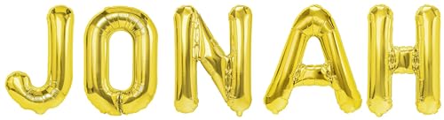 Party Austria Folienballon Schriftzug mit Wunschnamen 35cm Höhe Buchstabenballon Namensballon Jungennamen männliche Namen Männernamen Luftballon (Jonah) von Party Austria