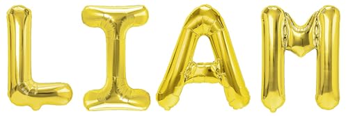 Party Austria Folienballon Schriftzug mit Wunschnamen 35cm Höhe Buchstabenballon Namensballon Jungennamen männliche Namen Männernamen Luftballon (Liam) von Party Austria