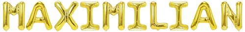 Party Austria Folienballon Schriftzug mit Wunschnamen 35cm Höhe Buchstabenballon Namensballon Jungennamen männliche Namen Männernamen Luftballon (Maximilian) von Party Austria