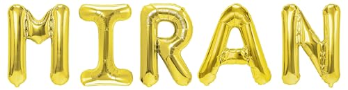 Party Austria Folienballon Schriftzug mit Wunschnamen 35cm Höhe Buchstabenballon Namensballon Jungennamen männliche Namen Männernamen Luftballon (Miran) von Party Austria