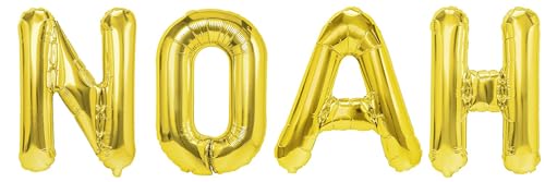 Party Austria Folienballon Schriftzug mit Wunschnamen 35cm Höhe Buchstabenballon Namensballon Jungennamen männliche Namen Männernamen Luftballon (Noah) von Party Austria