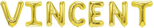 Party Austria Folienballon Schriftzug mit Wunschnamen 35cm Höhe Buchstabenballon Namensballon Jungennamen männliche Namen Männernamen Luftballon (Vincent) von Party Austria