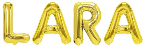 Party Austria Folienballon Schriftzug mit Wunschnamen 35cm Höhe Buchstabenballon Namensballon Mädchennamen weibliche Namen Frauennamen Luftballon (Lara) von Party Austria