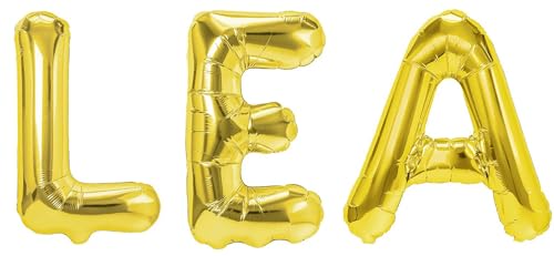 Party Austria Folienballon Schriftzug mit Wunschnamen 35cm Höhe Buchstabenballon Namensballon Mädchennamen weibliche Namen Frauennamen Luftballon (Lea) von Party Austria