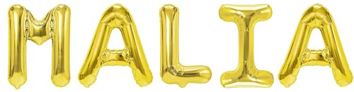 Party Austria Folienballon Schriftzug mit Wunschnamen 35cm Höhe Buchstabenballon Namensballon Mädchennamen weibliche Namen Frauennamen Luftballon (Malia) von Party Austria