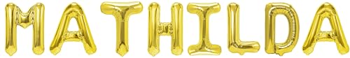 Party Austria Folienballon Schriftzug mit Wunschnamen 35cm Höhe Buchstabenballon Namensballon Mädchennamen weibliche Namen Frauennamen Luftballon (Mathilda) von Party Austria