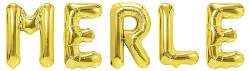 Party Austria Folienballon Schriftzug mit Wunschnamen 35cm Höhe Buchstabenballon Namensballon Mädchennamen weibliche Namen Frauennamen Luftballon (Merle) von Party Austria