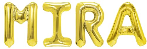 Party Austria Folienballon Schriftzug mit Wunschnamen 35cm Höhe Buchstabenballon Namensballon Mädchennamen weibliche Namen Frauennamen Luftballon (Mira) von Party Austria