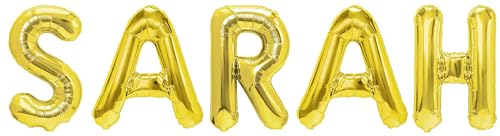 Party Austria Folienballon Schriftzug mit Wunschnamen 35cm Höhe Buchstabenballon Namensballon Mädchennamen weibliche Namen Frauennamen Luftballon (Sarah) von Party Austria