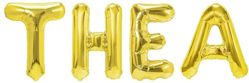 Party Austria Folienballon Schriftzug mit Wunschnamen 35cm Höhe Buchstabenballon Namensballon Mädchennamen weibliche Namen Frauennamen Luftballon (Thea) von Party Austria