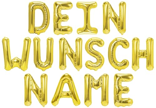 Party Austria Folienballon Schriftzug mit Wunschnamen 35cm Höhe Buchstabenballon Namensballon Mädchennamen weibliche Namen Frauennamen Luftballon (Wunschname) von Party Austria