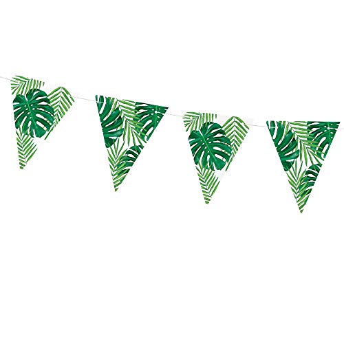 PartyDeco Wimpelkette aus Karton, Tropische Blätter, 15 cm x 1,3 m, Grün, Einheitsgröße von Party Deco