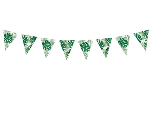 PartyDeco Wimpelkette aus Karton, Tropische Blätter, 15 cm x 1,3 m, Grün, Einheitsgröße von Party Deco