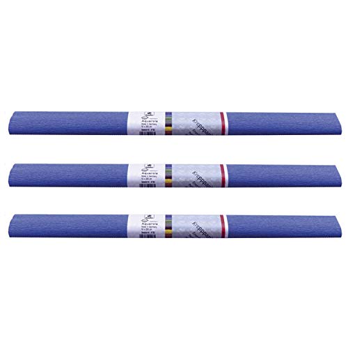 PARTY DISCOUNT wasserfestes Krepppapier | 250x50 cm | Feinkrepp Maibaum Dekoration Farbecht (Dunkel Blau, 3 Rollen) von Party Discount