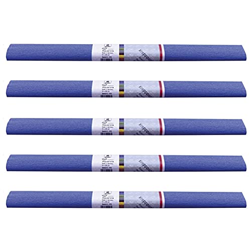 PARTY DISCOUNT wasserfestes Krepppapier | 250x50 cm | Feinkrepp Maibaum Dekoration Farbecht (Dunkel Blau, 5 Rollen) von PARTY DISCOUNT
