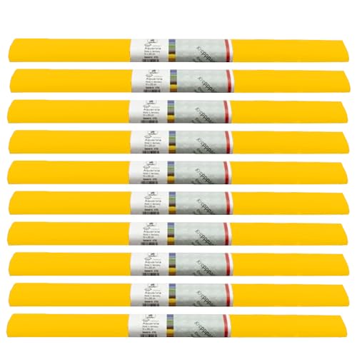 PARTY DISCOUNT wasserfestes Krepppapier | 250x50 cm | Feinkrepp Maibaum Dekoration Farbecht (Gelb, 10 Rollen) von Party Discount