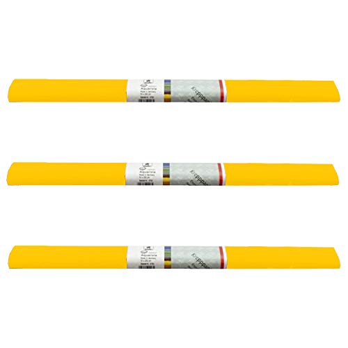 PARTY DISCOUNT wasserfestes Krepppapier | 250x50 cm | Feinkrepp Maibaum Dekoration Farbecht (Gelb, 3 Rollen) von Party Discount