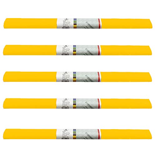PARTY DISCOUNT wasserfestes Krepppapier | 250x50 cm | Feinkrepp Maibaum Dekoration Farbecht (Gelb, 5 Rollen) von PARTY DISCOUNT