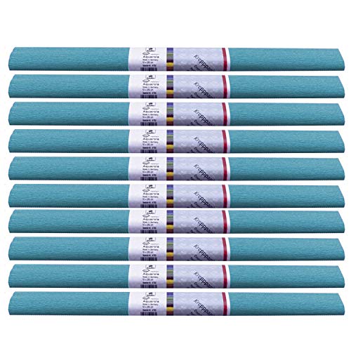 PARTY DISCOUNT wasserfestes Krepppapier | 250x50 cm | Feinkrepp Maibaum Dekoration Farbecht (Hell Blau, 10 Rollen) von Party Discount