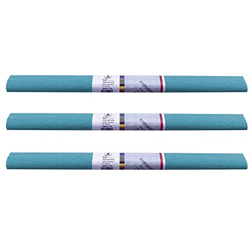 PARTY DISCOUNT wasserfestes Krepppapier | 250x50 cm | Feinkrepp Maibaum Dekoration Farbecht (Hell Blau, 3 Rollen) von PARTY DISCOUNT