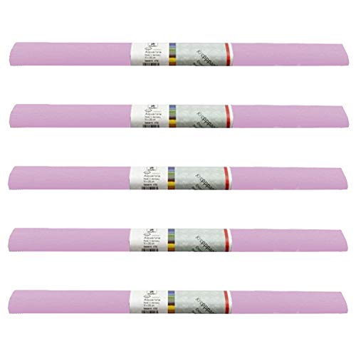 PARTY DISCOUNT wasserfestes Krepppapier | 250x50 cm | Feinkrepp Maibaum Dekoration Farbecht (Hell Pink, 5 Rollen) von Party Discount