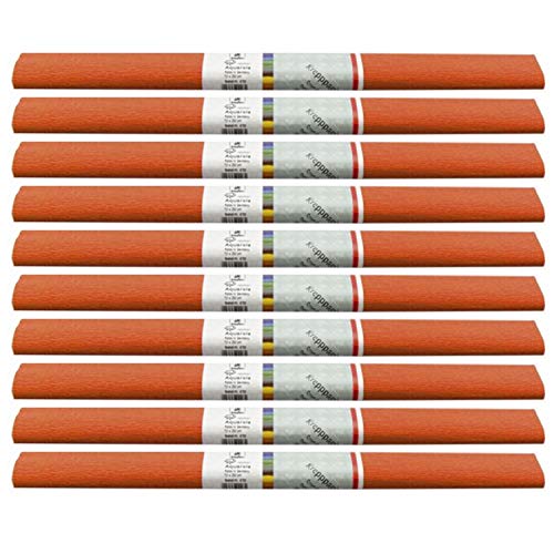 PARTY DISCOUNT wasserfestes Krepppapier | 250x50 cm | Feinkrepp Maibaum Dekoration Farbecht (Orange, 10 Rollen) von Party Discount