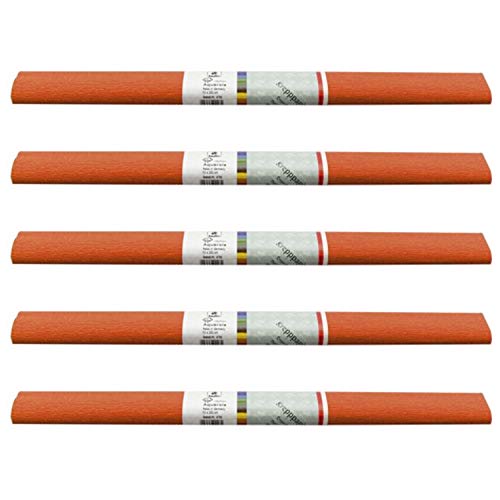 PARTY DISCOUNT wasserfestes Krepppapier | 250x50 cm | Feinkrepp Maibaum Dekoration Farbecht (Orange, 5 Rollen) von Party Discount