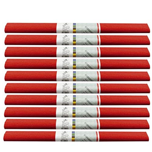 PARTY DISCOUNT wasserfestes Krepppapier | 250x50 cm | Feinkrepp Maibaum Dekoration Farbecht (Rot, 10 Rollen) von Party Discount