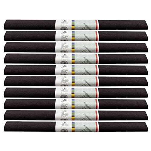 PARTY DISCOUNT wasserfestes Krepppapier | 250x50 cm | Feinkrepp Maibaum Dekoration Farbecht (Schwarz, 10 Rollen) von Party Discount