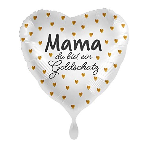 1 Folienballon Muttertag Mama Du bist EIN Goldschatz Herz weiß ca 43 cm ungefüllt Ballongas geeignet von Party Factory