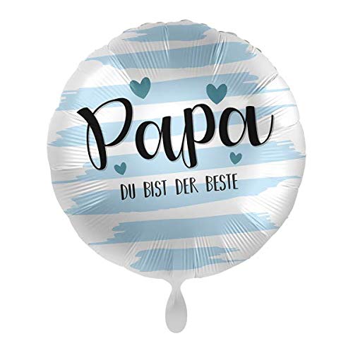 1 Folienballon Vatertag Papa Du bist der Beste rund blau weiß ca 45 cm ungefüllt Ballongas geeignet von Party Factory