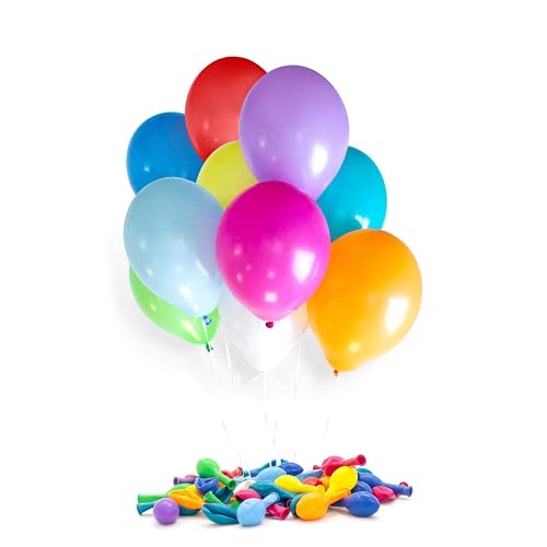 200 Luftballons 25cm bunt, für Hochzeit und Party,Silvester, Karneval, Bunt Mehrfarbig, Latexballons, Heliumballons von Party Factory
