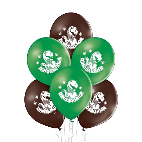 PARTY FACTORY Motivballons aus Latex, ø27cm, 25 Stück, bunte Farben - für Geburtstag, Hochzeit, Halloween, Silvester, Fußball; verschiedene Motive (Dinosaurier) von Party Factory