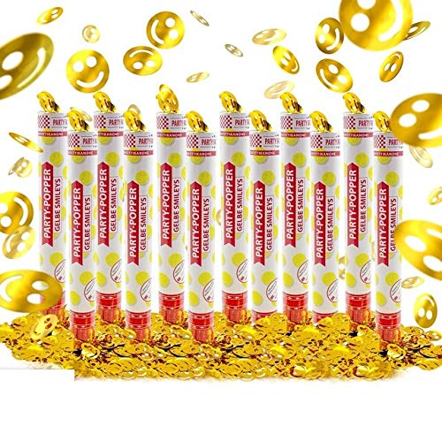 Party Factory 12 Party Popper, 40 cm, Smileys, Konfettiregen für Hochzeit, Geburtstag oder Silvester von Party Factory