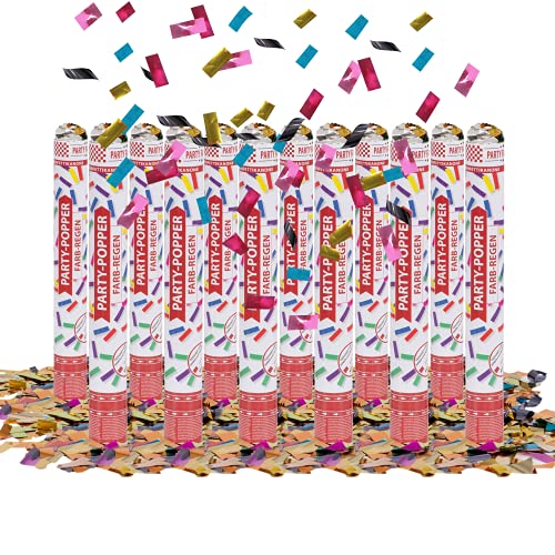 Party Factory 12 Party Popper, 40 cm, buntes Konfetti, Konfettiregen für Hochzeit, Geburtstag oder Silvester von Party Factory