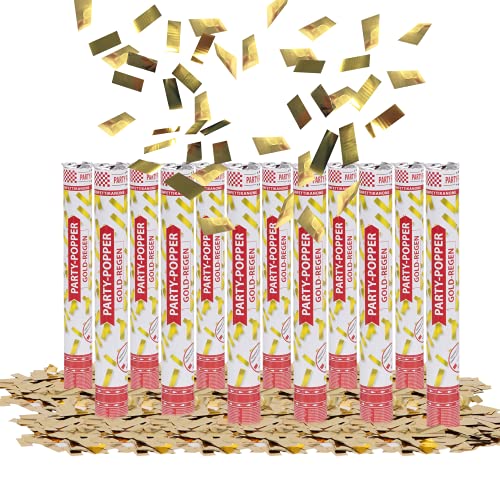 Party Factory 12er Set Party Popper, 40 cm, Gold Konfetti, bis 8 m Effekthöhe, Konfettiregen für Hochzeit, Geburtstag oder Silvester Party Factory 12er Set Party Popper, 40 cm, Gold Konfetti, bis 8 m Effekthöhe, Konfettiregen für Hochzeit, Geburtstag oder Silvester von Party Factory