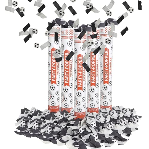Party Factory 5 Party Popper, 40 cm, Fußball Konfetti bis 8 m Effekthöhe, Fanartikel für WM oder EM, Fußballspiele, Länderspiele Party Factory 5 Party Popper, 40 cm, Fußball Konfetti bis 8 m Effekthöhe, Fanartikel für WM oder EM, Fußballspiele, Länderspiele von Party Factory