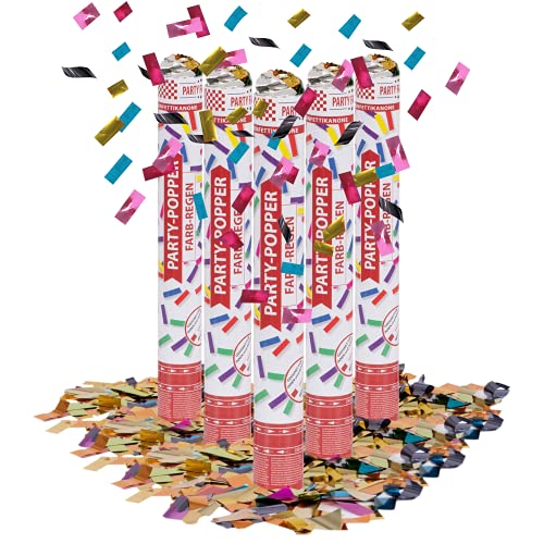 Party Factory 5er Set Party Popper, 40 cm, Buntes Konfetti, bis 8 m Effekthöhe, Konfettiregen für Hochzeit, Geburtstag oder Silvester Party Factory 5er Set Party Popper, 40 cm, Buntes Konfetti, bis 8 m Effekthöhe, Konfettiregen für Hochzeit, Geburtstag oder Silvester von Party Factory