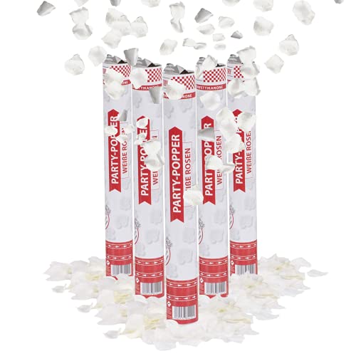Party Factory 5er Set Party Popper, 40 cm, Weiße Rosen Konfetti, bis 8 m Effekthöhe, Konfettiregen für Hochzeit, Valentinstag oder Jahrestag Party Factory 5er Set Party Popper, 40 cm, Weiße Rosen Konfetti, bis 8 m Effekthöhe, Konfettiregen für Hochzeit, Valentinstag oder Jahrestag von Party Factory