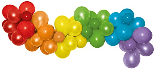 Party Factory Ballongirlande Regenbogen, 60 bunte Latexballons in Rot, Orange, Gelb, Grün, Blau und Lila, inkl. 4m Ballonband von Party Factory